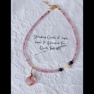 COPY - Strawberry Quartz &  lapis lazuli & Hematoid Fire Quartz Foot chain